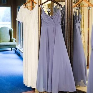 Lulu's All About Love Slate Blue Maxi Dress Size L